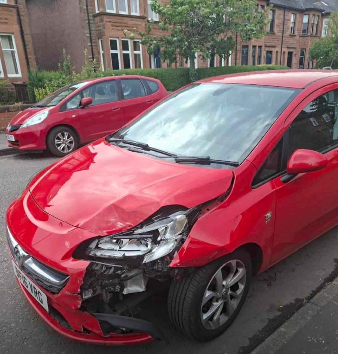 Vauxhall Corsa front-end accident repair – before repair